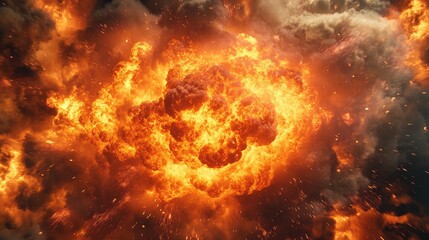 Comic fireball explosion with thick, billowing smoke and a fiery core, creating a dynamic sense of movement.