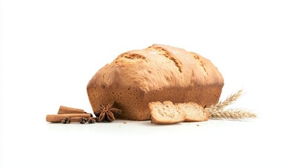 Scrumptious Pumpkin Bread with Spices on White Background - Food Photography Still Life