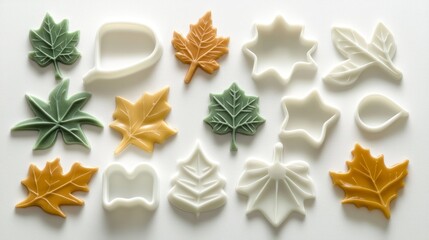 Assorted Fall-Themed Cookie Cutters Collection on White Background