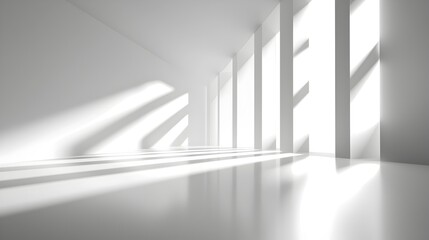 Obraz premium Minimalist Empty Room With Clean Lines and Soft Reflecting Light