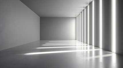 Fototapeta premium Minimalist Futuristic Empty Room with Glowing Edges Creating Clean Modern Environment