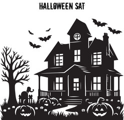 halloween background with house