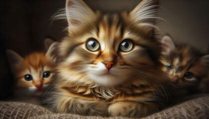 mama gata con sus gatitos