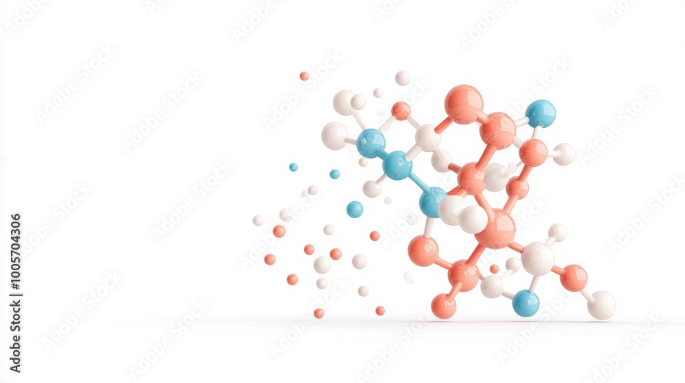 Wall mural A clear and concise illustration of a molecule spatial arrangement, showcasing its 3D structure and bond angles, with labels for clarity.