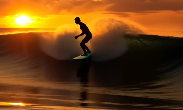 surfer on the beach at night background