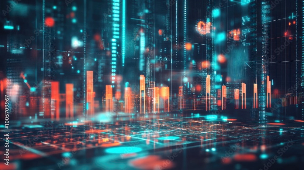 Poster abstract digital technology background with data patterns