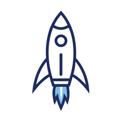 This printable vector design features a rocket ship line art logo icon, symbolizing business speed and growth. Perfect for branding, marketing materials, and innovative projects.