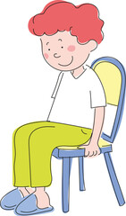 Little boy sitting on a chair.