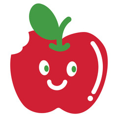 Cute illustration of red apple for fruit, vegan, cartoon character, mascot, cute patch, toy, doll, brooch, decoration, grocery shopping, supermarket, market, farm, sticker, breakfast, diet, snack