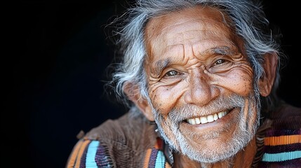 Joyful Aboriginal Elder s Radiant Smile Captures Pride and Contentment