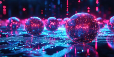 a sphere with glowing lights on top of it