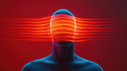 Abstract representation of thought, colorful light waves, blur.