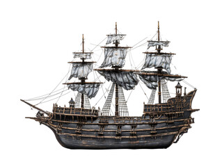 Naklejka premium a wooden ship with white sails