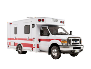 a white ambulance with red stripes