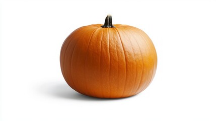 Perfectly Round Pumpkin on White Background - Minimalistic Autumn Decor Concept