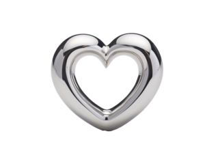 a silver heart shaped object