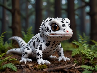 Obraz premium Cute Gecko in a Forest Setting