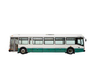 a white and green bus
