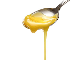 a spoon with liquid flowing from it