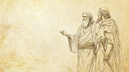 Fototapeta premium God’s Shield Over Judah: Isaiah’s Confidence in Divine Victory, Beige Background Representation