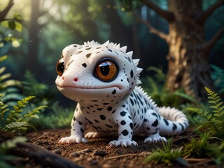 Obraz premium Cute Gecko in a Forest Setting
