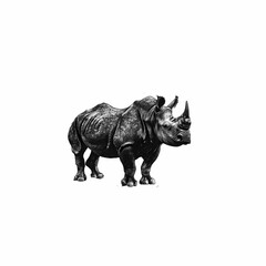 Fototapeta premium Hand-Drawn Rhino in Natural Habitat