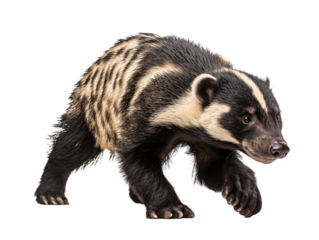 a badger walking on a white background