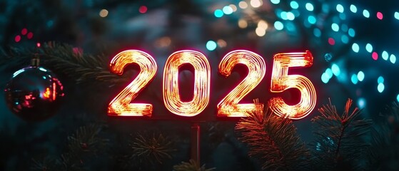 New Year banner and poster 2025 year