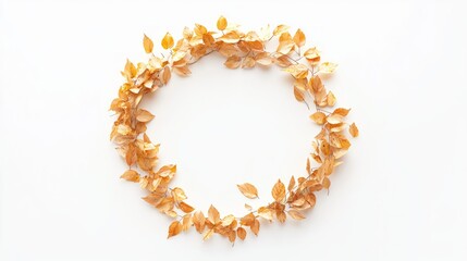 Vibrant Autumn Leaves Swirling in Circular Motion on White Background - Fall Foliage Beauty Concept