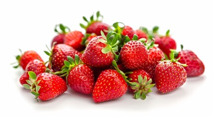 A Pile of Fresh Strawberries Isolated On White Background