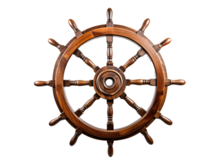 a wooden steering wheel with spokes