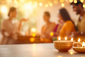 diwali festival concept oil lamp with flowers