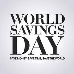 A poster with text world savings day in a white background