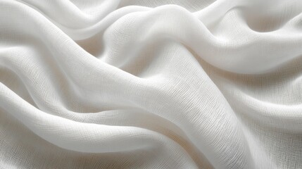 Obraz premium White fabric with textured folds, close-up