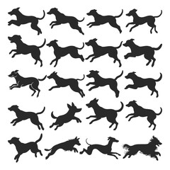 SVG Dog Jumps, Isolated Black Silhouettes digital clipart, Files eps, Dog Jump design vector, Instant download