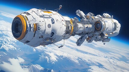 Fototapeta premium Sleek and Futuristic Crane Design Optimized for Space Missions Capable of Lifting Heavy Cargo with Precision in Zero Gravity Environments