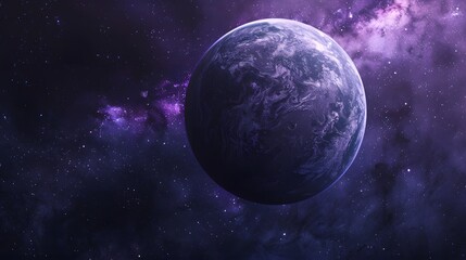 Obraz premium Beautiful Planet Floating in Purple Space with Vast Copy Space in the Expansive Universe Setting