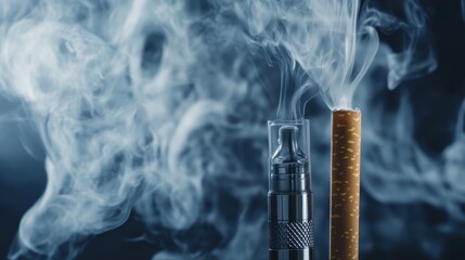 Close-Up of Cigarette Smoke Rising in Dramatic Lighting