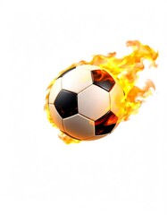 Fototapeta premium a soccer ball with fire on white background