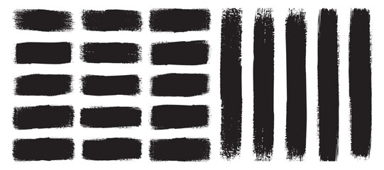 set of black paint brushes.grunge brush set. vector paint brush stroke, ink splatter, and artistic design elements. Dirty box, rectangle, circle, frame, grunge design. 