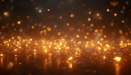 Naklejka premium A festive background featuring Christmas lights with a soft bokeh effect, leaving space in the center for holiday greetings, creating a warm and cheerful atmosphere