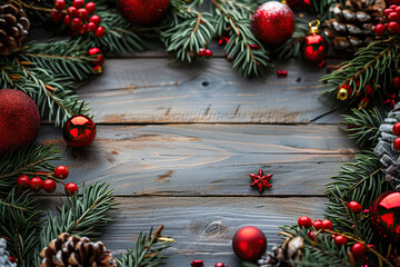 Christmas greeting card with bright winter holiday composition and New Year background