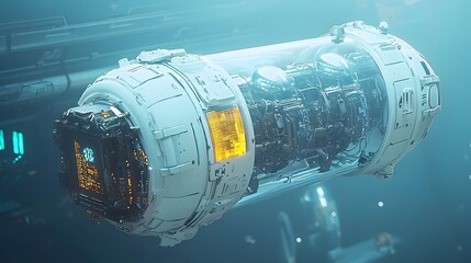 Transparent Oxygen Generator Device in Futuristic Spaceship Cleaning and Releasing Air Particles into the Atmosphere for Sustainable Environmental Ecosystem