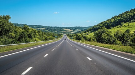 Serene Highway Through Lush Green Landscape