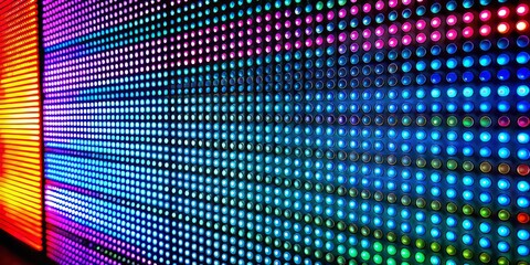 Bright and colorful LED dot matrix display showcases dynamic patterns, creating an eye-catching visual experience for