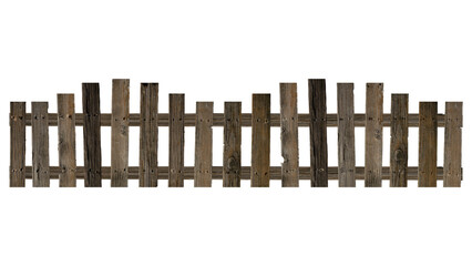Wooden fence isolated on transparent background.