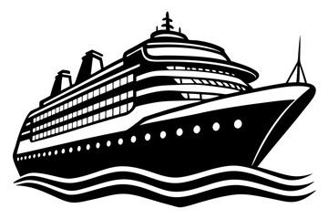 Obraz premium cruise ship icon, cruise ship silhouette vector illustration