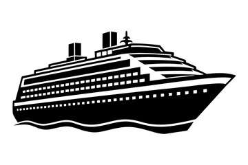 Obraz premium cruise ship icon, cruise ship silhouette vector illustration