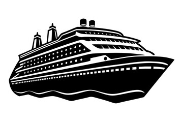 Obraz premium cruise ship icon, cruise ship silhouette vector illustration