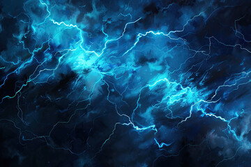 Generative ai on theme of scary bright electric lightning bolt with branches in the night dark sky